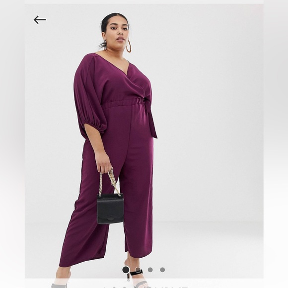 ASOS Design Curve Kimono Sleeve Jumpsuit with Wrap and Culottes Leg- Size 18 US - Picture 5 of 6
